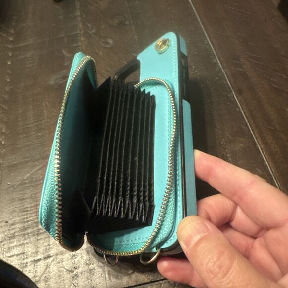 For iPhone 12 Pro Max Zipper Wallet Case with Crossbody - Picture 6 of 7